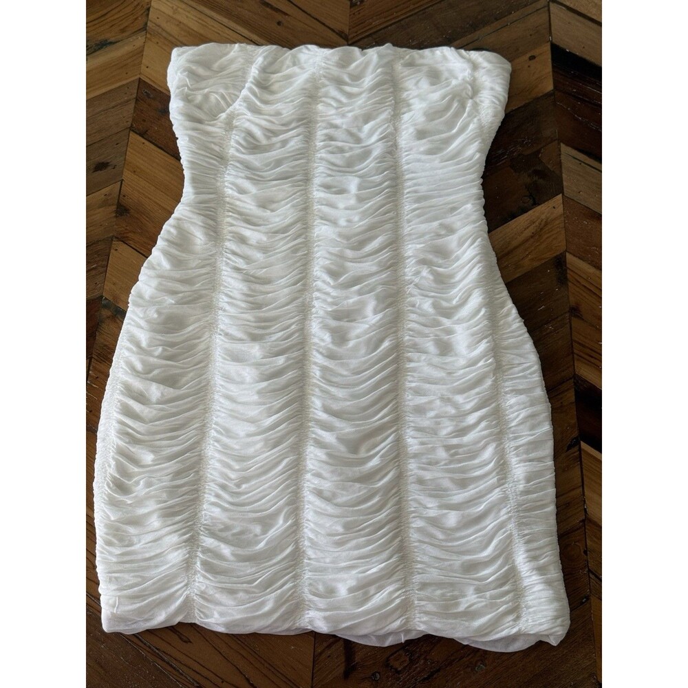 Windsor White Mesh Strapless Ruched Bodycon Mini Dress Cocktail Homecoming S